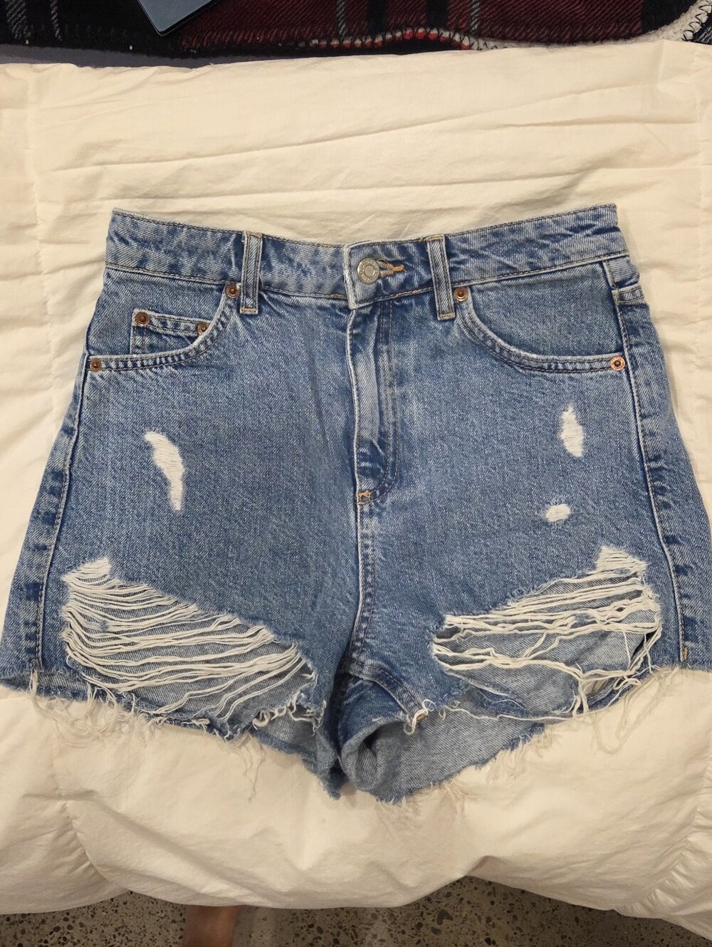Topshop High-Rise Distressed Denim Cutoff Shorts